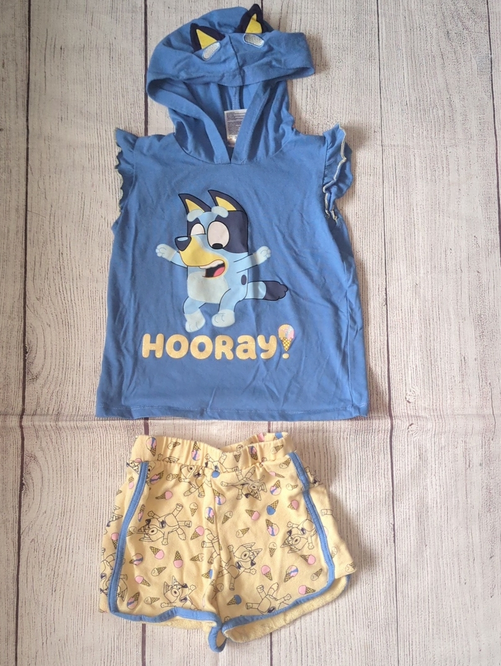 Kids Blue Hooded 'Hooray' Character Tank Top